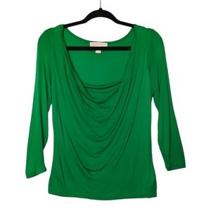 MICHAEL MICHAEL KORS Green Stretchy Cowl Drape Front Top Small